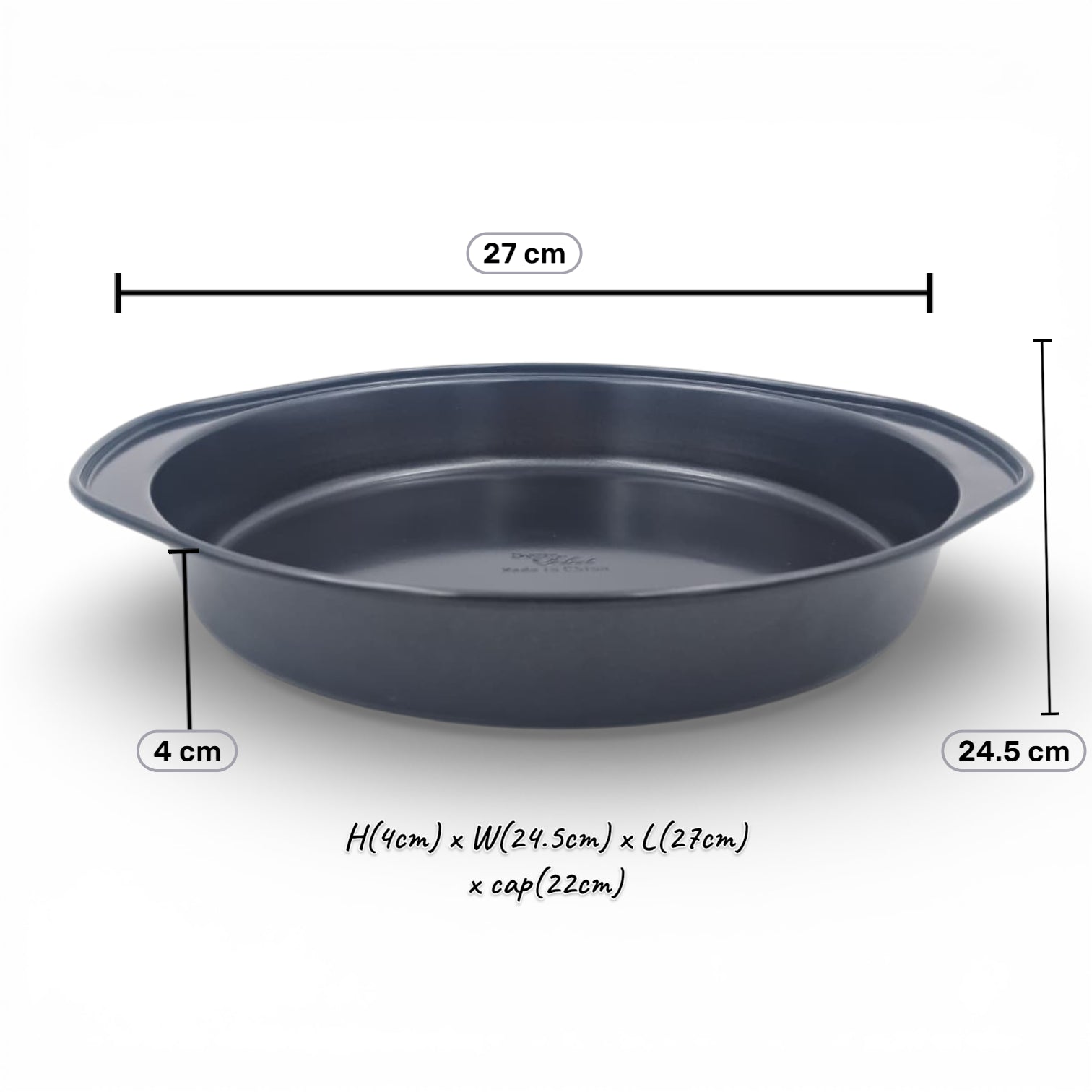 AK Bakers Select Non-Stick Carbon Steel Round Cake Pan – Easy Clean Bakeware for Cakes & Desserts (4H x 27L x 24.5W CM) - Damoo