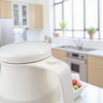 Helios Insulated Vacuum Jug 2.0L – White | Premium Plastic Thermos Flask with Q100 Glass Insert | German-Made Double-Wall Design for Excellent Heat Retention - Damoo