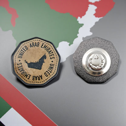 UAE Map Magnetic Pin Badge – Vintage Brown Enamel Lapel Pin | 2.5cm Commemorative UAE National Day Souvenir - Damoo