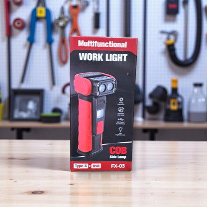 FX-03 Multifunctional Work Light – Rechargeable LED COB Flashlight with Magnetic Base, Adjustable Head & Type-C/USB Charging - Damoo