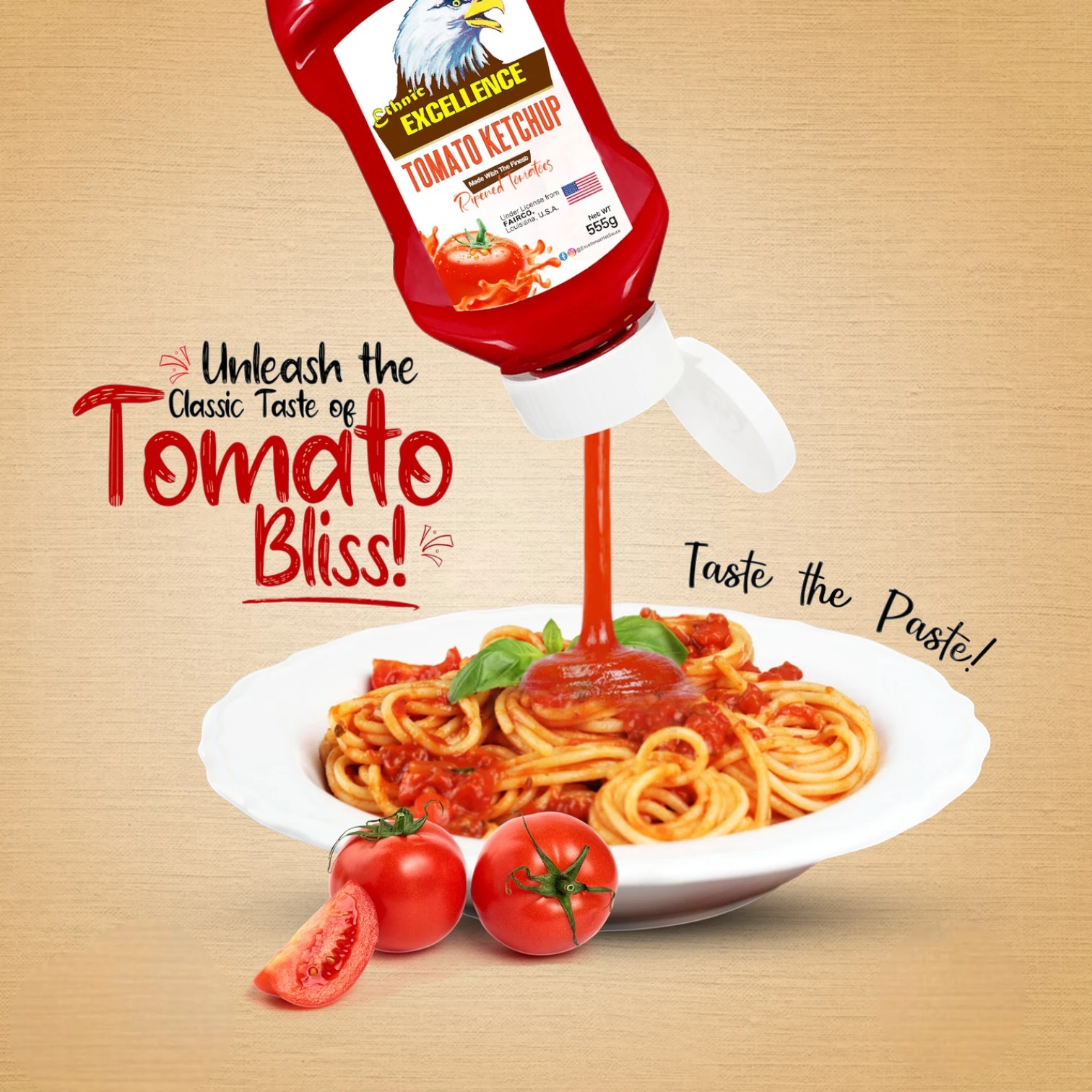 Excellence Ethnic Tomato & Hot Tomato Ketchup Combo Pack – 2 x 555g Squeezy Bottles | Rich, Spicy, & Sweet Flavors | No Trans Fat or Cholesterol | Ideal for Dips, Marinades & Condiments - Damoo