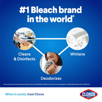 Clorox Platinum Bleach 950ML, Multi-Benefit Thick Formula, Kills 99.9% of Germs, Splash-Less Easy Pour Household Cleaner - Damoo