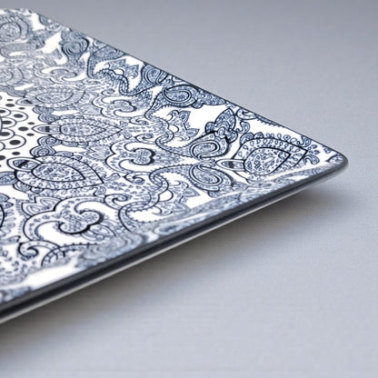 Ceramic Square Plate 26.5 x 26.5 cm | Blue Arabesque Pattern | Premium Glazed Stoneware Serving Plate | Dishwasher & Microwave Safe | Two Designs – Light Blue / Dark Blue