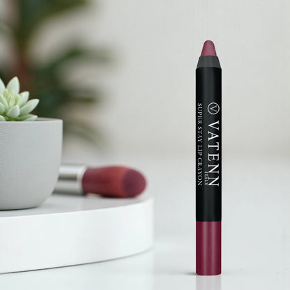 Vatenn Italy Super Stay Lip Crayon 439 FRESNO – 18Hr Long-Lasting Matte Lipstick, Waterproof, Smudge-Proof, Non-Drying with Honey Nectar (2.8g) - Damoo