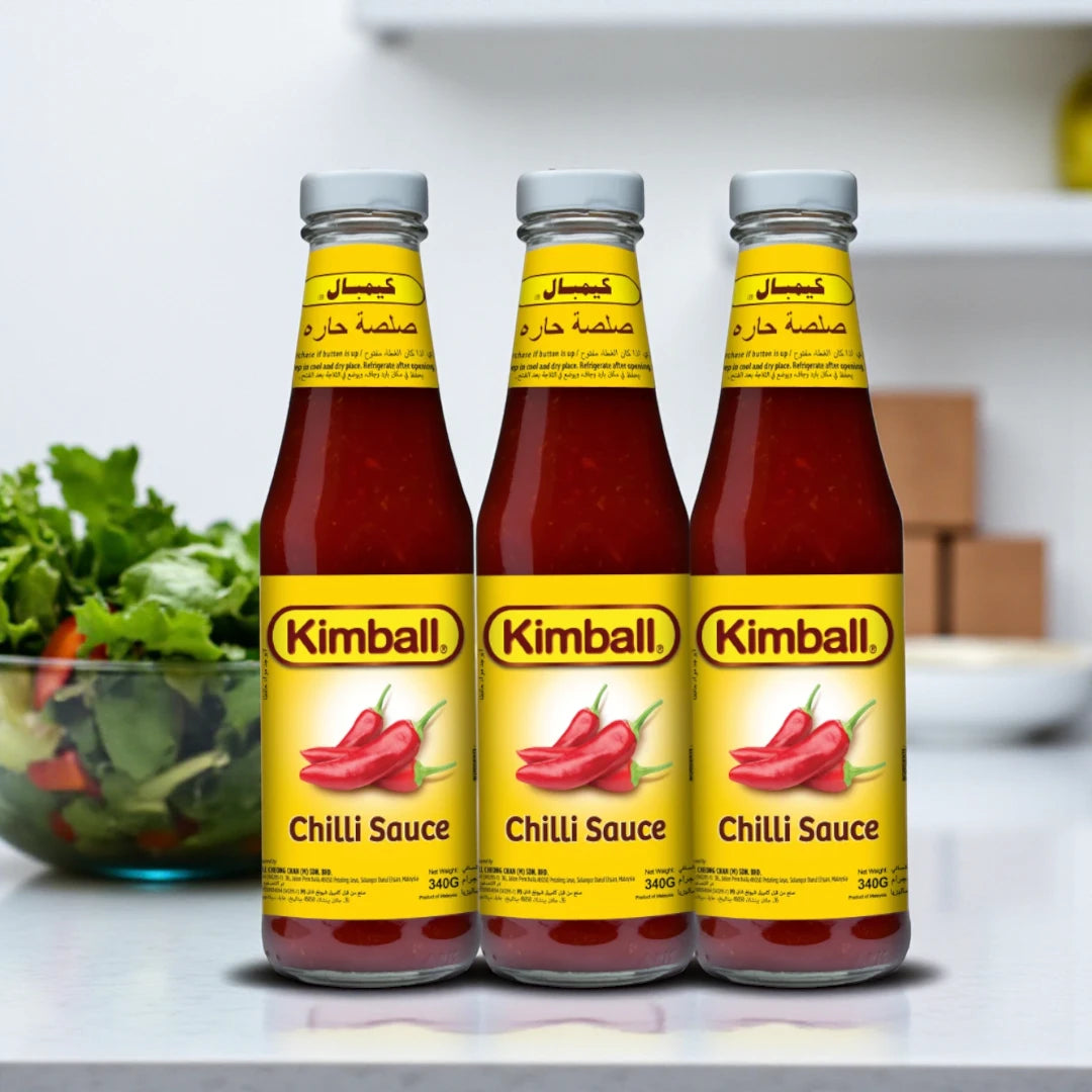 Kimball Chilli Sauce 3 x 340g – Special Value Pack | Hot & Tangy | All-Natural Ingredients | Perfect for Dipping, Cooking & Topping - Damoo