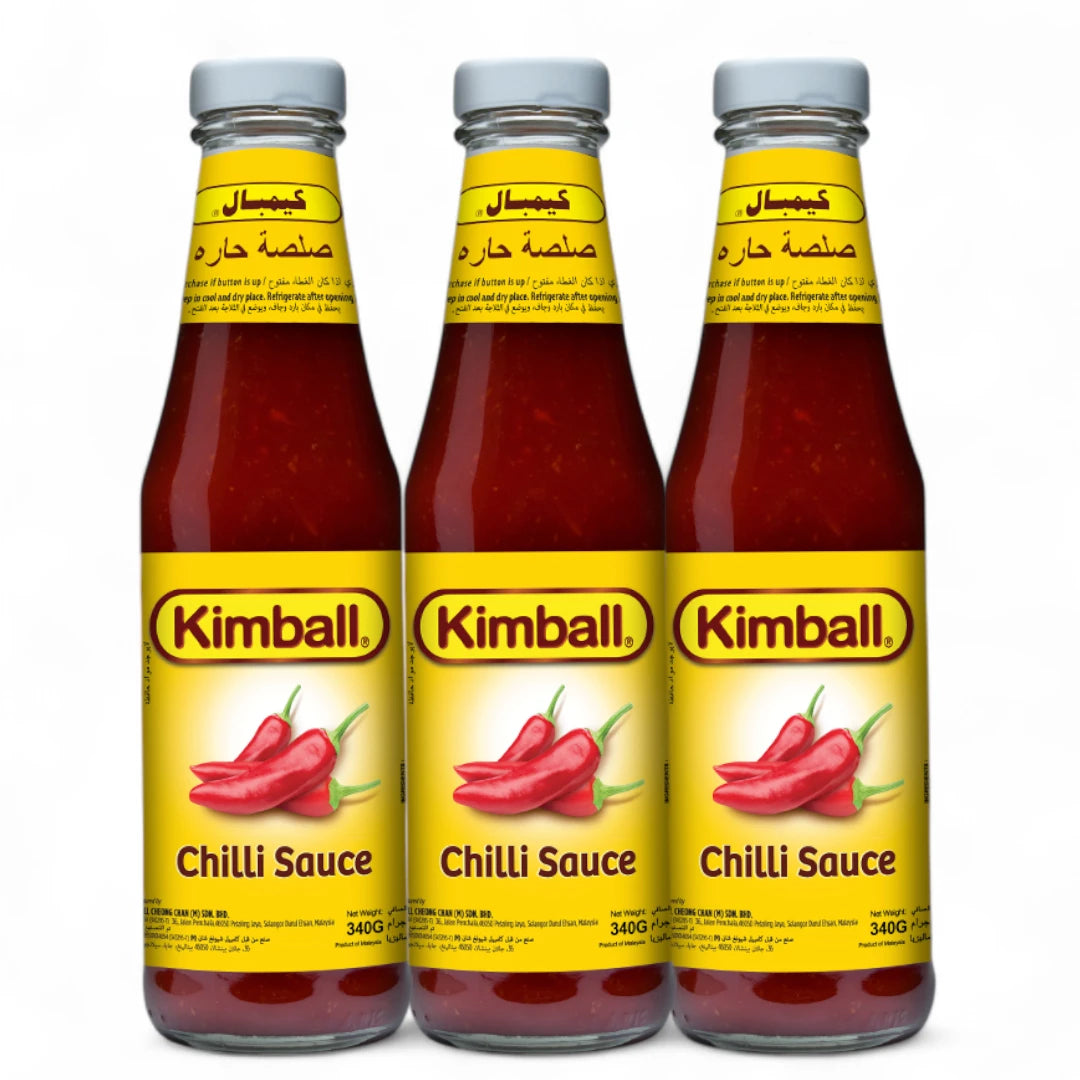 Kimball Chilli Sauce 3 x 340g – Special Value Pack | Hot & Tangy | All-Natural Ingredients | Perfect for Dipping, Cooking & Topping - Damoo