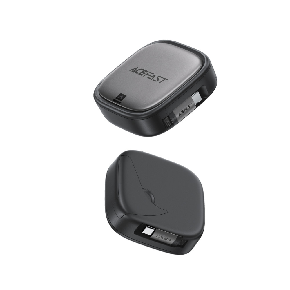 مجموعة كابلات الشحن والبيانات المتكاملة ACEFAST ACEWIRE PRO J3 – كابل أسود قابل للسحب بطول 0.95م، شحن USB-C بقدرة 60 واط وعلبة سفر