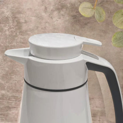 Emsa 1.5L Thermos – Double-Wall Insulated Vacuum Flask for Hot & Cold Beverages, Easy-Pour Spout, Screw-Top Lid, and Modern Cone Design – Durable & Stylish for Home, Office, or Travel (White) - Damoo