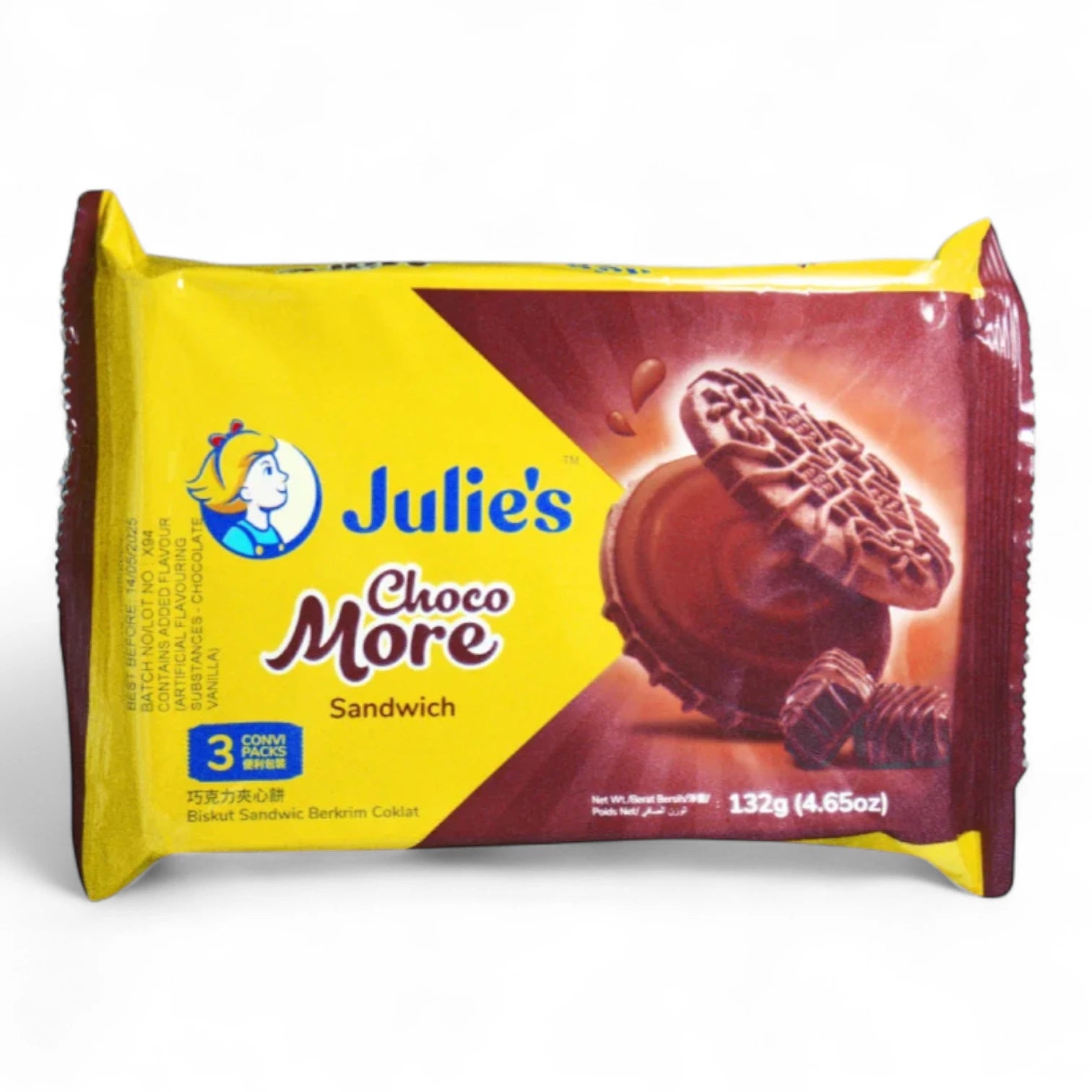 Julie’s Choco More Sandwich Biscuits – Creamy Chocolate-Filled Delight – 132g | Crispy, Halal, On-the-Go Snack - Damoo