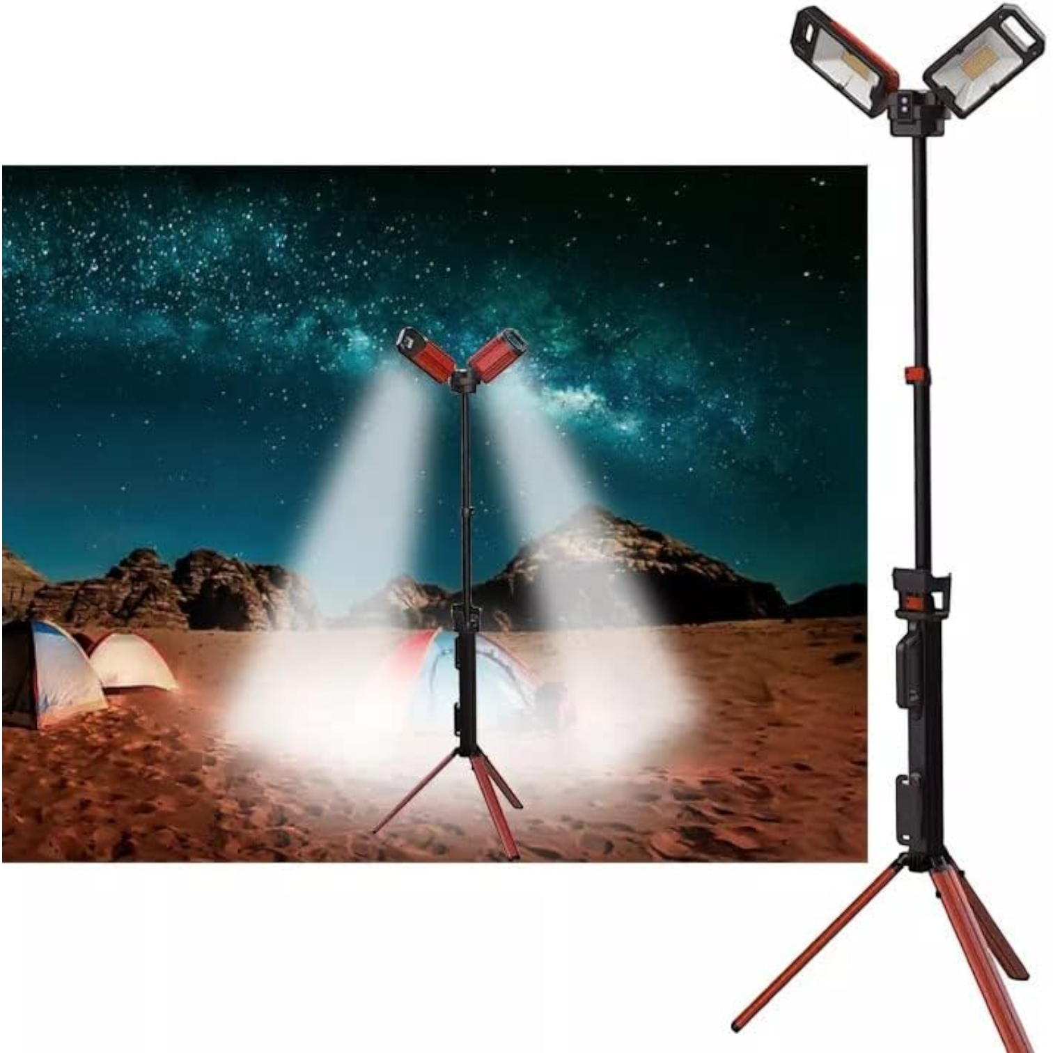 TOBY Portable Camping LED Light VIP-11 | 5000 Lumens Folding Rechargeable Emergency Lamp with Remote Control & 3.5m Adjustable Height - Damoo