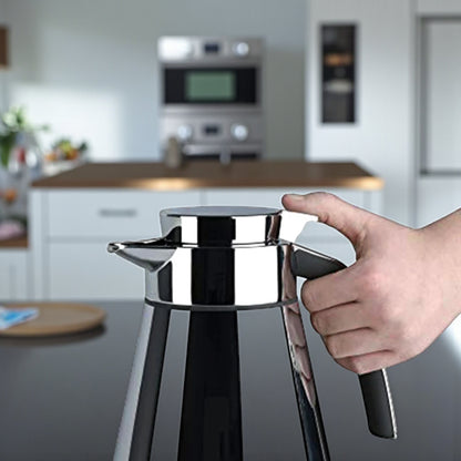 Emsa Cone Thermal Jug Swirl 1 L – Metallic Silver | Premium German-Made Vacuum Flask with Glass Liner for Hot & Cold Drinks - Damoo