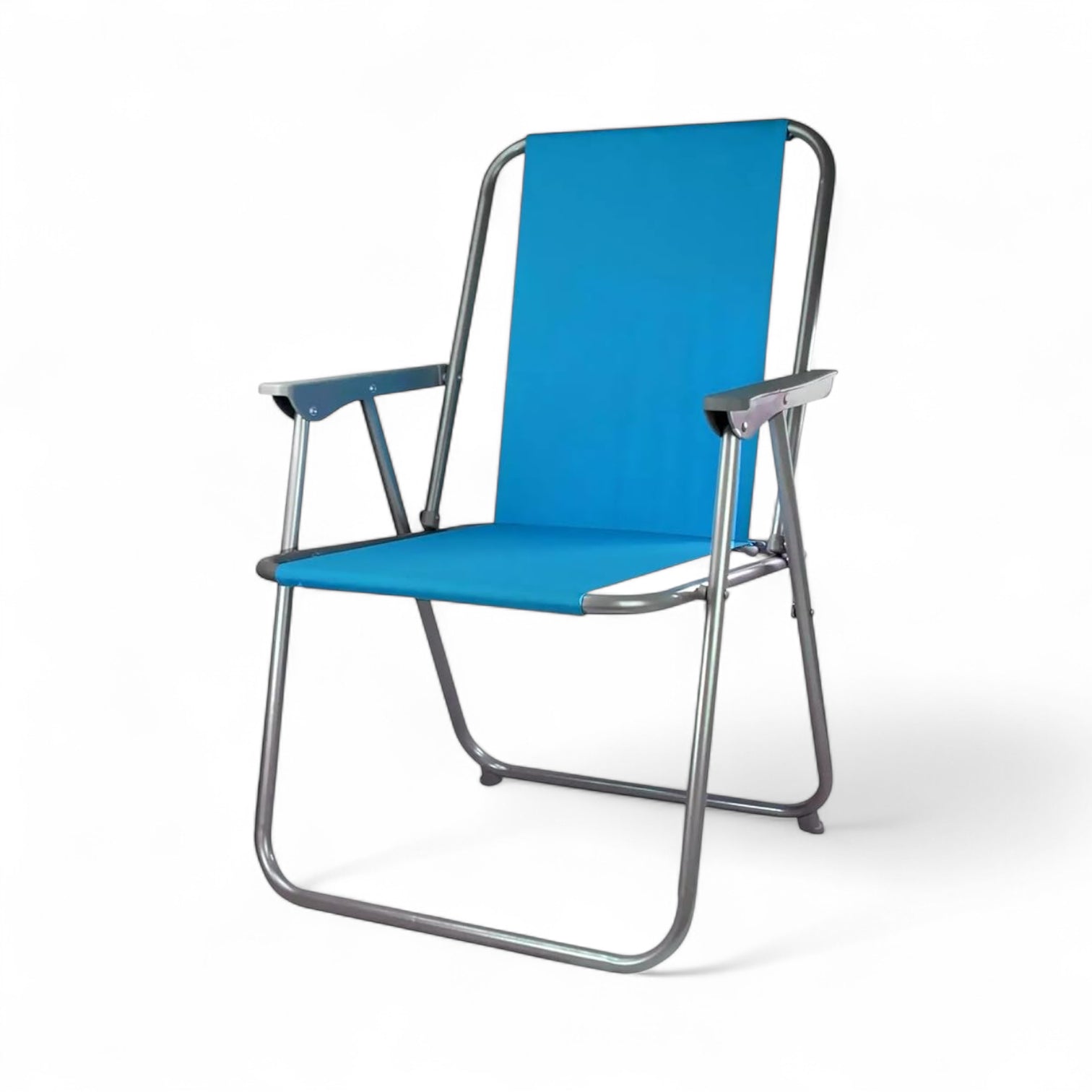 Striped Pattern Folding Beach Chair – Lightweight Portable Outdoor Sun Lounger with Armrests | Camping, Garden, Fishing & Picnic Deck Chair (Plain Blue)
