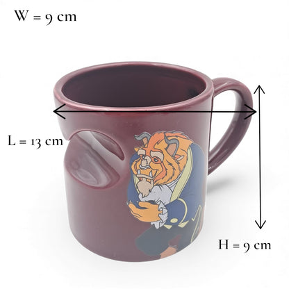 Beauty & The Beast Couple Mugs – Romantic Matching Ceramic Coffee Cups with Heart-Shaped Design (H9 x L13 x W9 CM) - Damoo