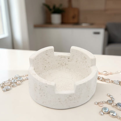 Luxury multi-hole stone design ashtray - neutral stone finish, heat resistant, for home, office and outdoor use (6cm height x 13cm width x 13cm length) - Damoo