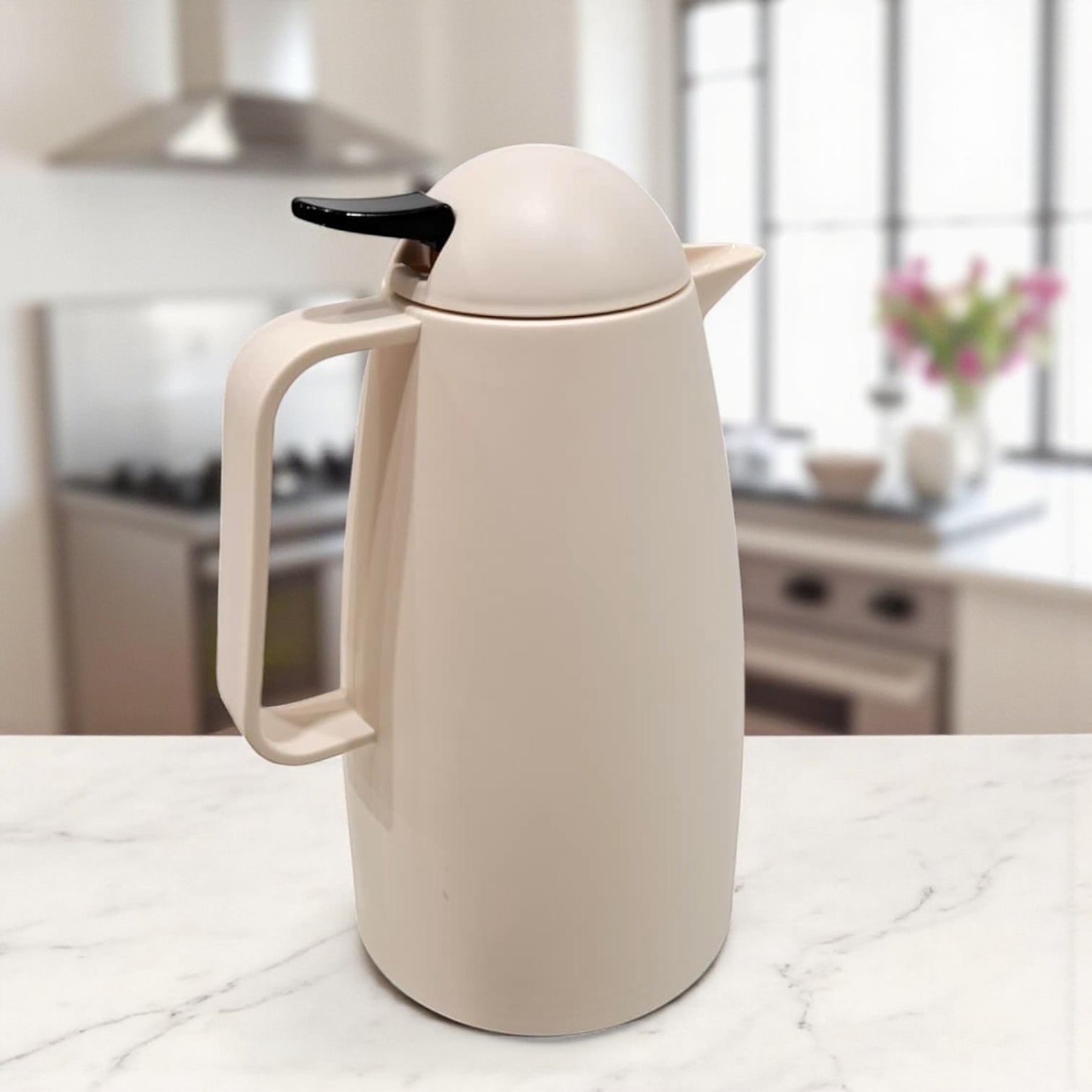 Crystal House Thermos Flask  – Elegant Cream Color | Double Wall Insulated Coffee Flask for Hot & Cold Beverages - Damoo