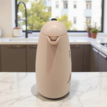 Crystal House Beige Thermos Flask – Arabic Coffee Design | Double-Wall Insulated Dallah Style Flask for Hot & Cold Drinks - Damoo