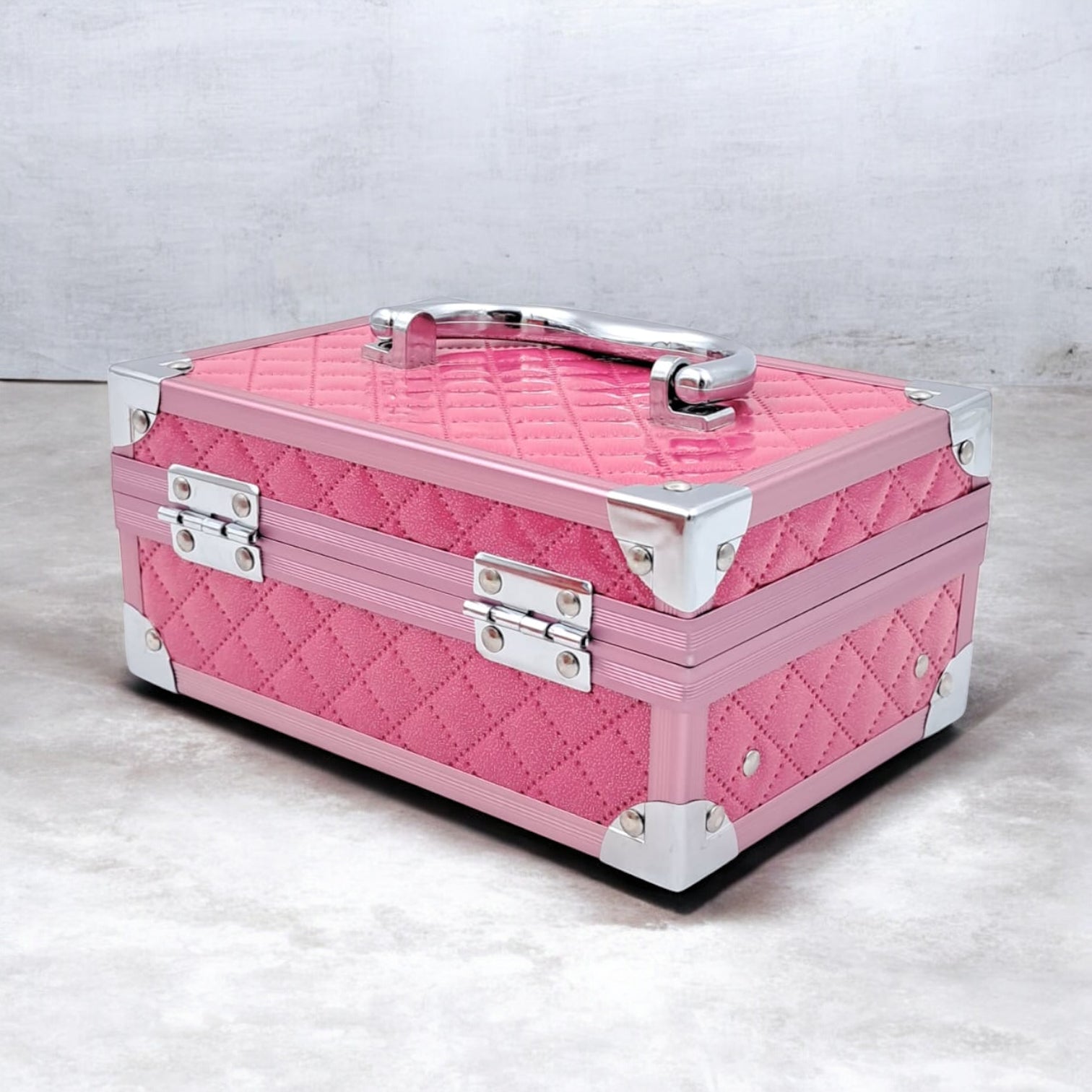 Premium Aluminum Jewelry Storage Box with Mirror & Removable Velvet Organizer – Compact Makeup & Accessories Case (H14cm x W13cm x L18cm) - Damoo