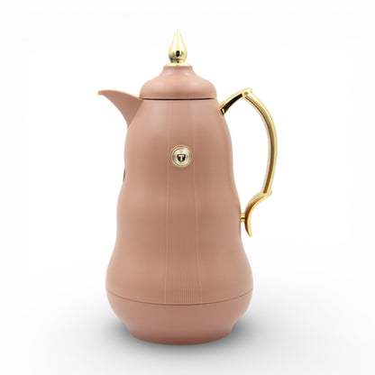 Arabic Classic Heritage Tea Flask 1L Double Wall Glass Liner Vacuum Jug with Traditional Pattern & Heat Insulation Available on Multi Color Options (24H x 13W × 13L CM) - Damoo