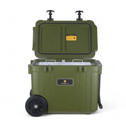 Toby's Portable Car Refrigerator 55L – Outdoor Camping Electric Cooler with Wheels, Fast Cooling, Dual Zone & 12V/24V Car & Home Use