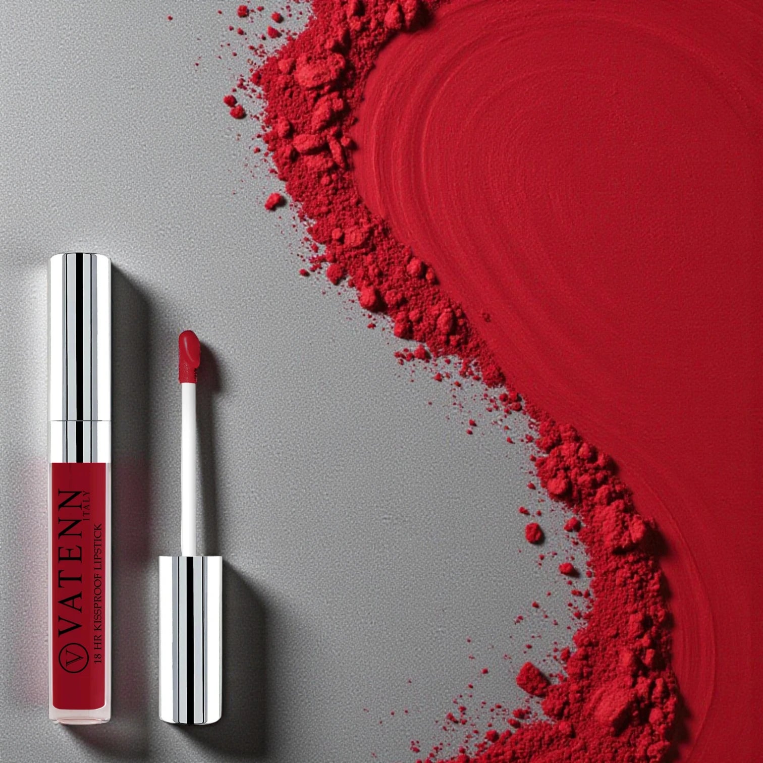 Vatenn Italy 18Hrs Kissproof Liquid Lipstick – Shade 08 Deep Red. Bold classic matte red lip color, transfer-proof, waterproof, non-drying & ultra-pigmented with 18hr long wear. - Damoo