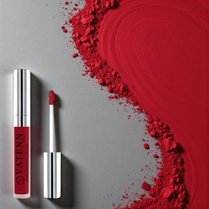 Vatenn Italy 18Hrs Kissproof Liquid Lipstick – Shade 08 Deep Red. Bold classic matte red lip color, transfer-proof, waterproof, non-drying & ultra-pigmented with 18hr long wear. - Damoo