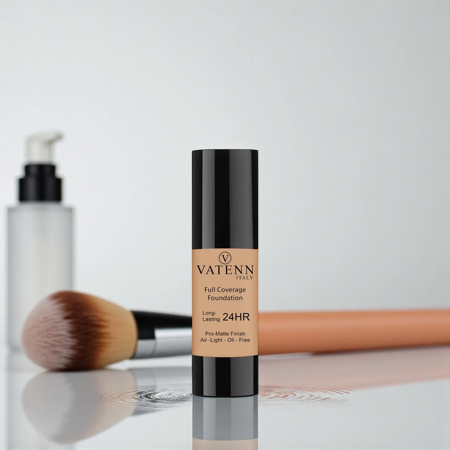 Vatenn Italy Full Coverage Foundation – Shade #155 Tan. Long-lasting, lightweight foundation with smooth, flawless finish. Available in matte, dewy & natural finishes. - Damoo