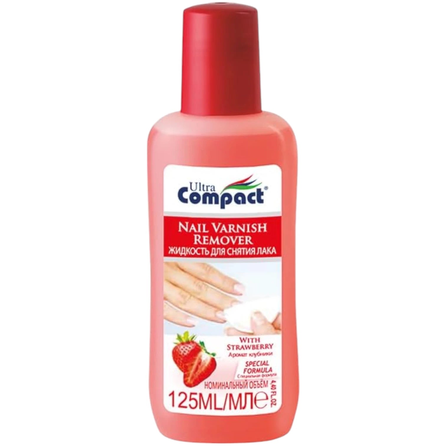 Ultra Compact Nail Varnish Remover – 125ml | Strawberry Scent | Acetone-Based, Special Formula for Smooth Nail Polish Removal - Damoo