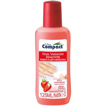 Ultra Compact Nail Varnish Remover – 125ml | Strawberry Scent | Acetone-Based, Special Formula for Smooth Nail Polish Removal - Damoo