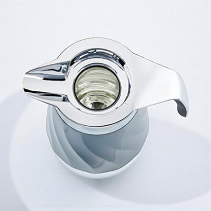 Emsa Cone Thermal Jug Swirl 1 L – Metallic Blue / Silver | Premium German-Made Vacuum Flask with Glass Liner for Hot & Cold Drinks - Damoo