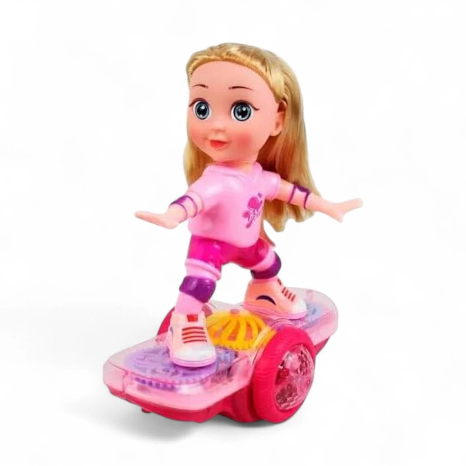 JIA SHUO Musical Dancing Doll with Scooter – Interactive Balance Car Toy, Lights & Music, Fun Skating Doll for Kids 3+ Years – Imagination, Entertainment & Learning