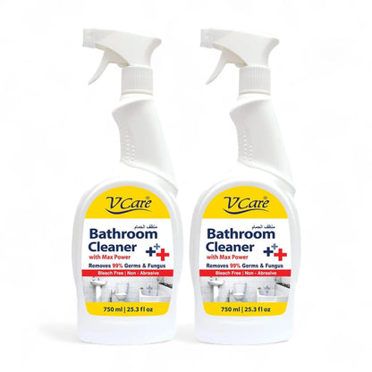 V Care Bathroom Cleaner Trigger Spray – Lime Scent, 750ml (Pack of 2) | Removes 99% of Germs & Fungus | Bleach-Free, Non-Abrasive, Powerful Bathroom Disinfectant