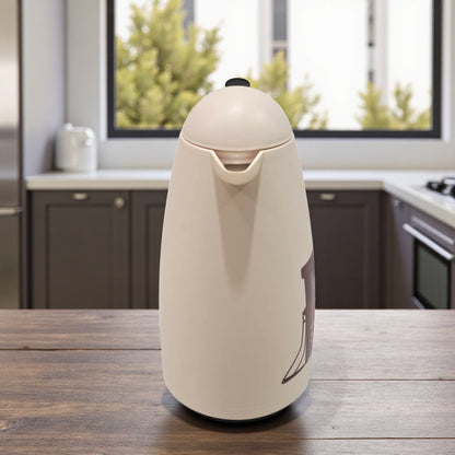 Crystal House Arabic Coffee Thermos Flask – Beige Insulated Vacuum Jug with "قهوة" Print –  Plastic Body with Inner Glass Liner for Hot & Cold Beverages - Damoo