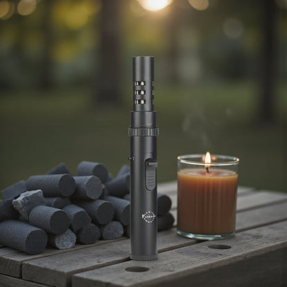 Passage Adjustable Torch Flame Lighter with Safety Lock – High-Temperature Resistant Metal Body – Refillable Gas Blow Torch for Oud, BBQ, Charcoal, Candles, Cooking & Outdoor Use