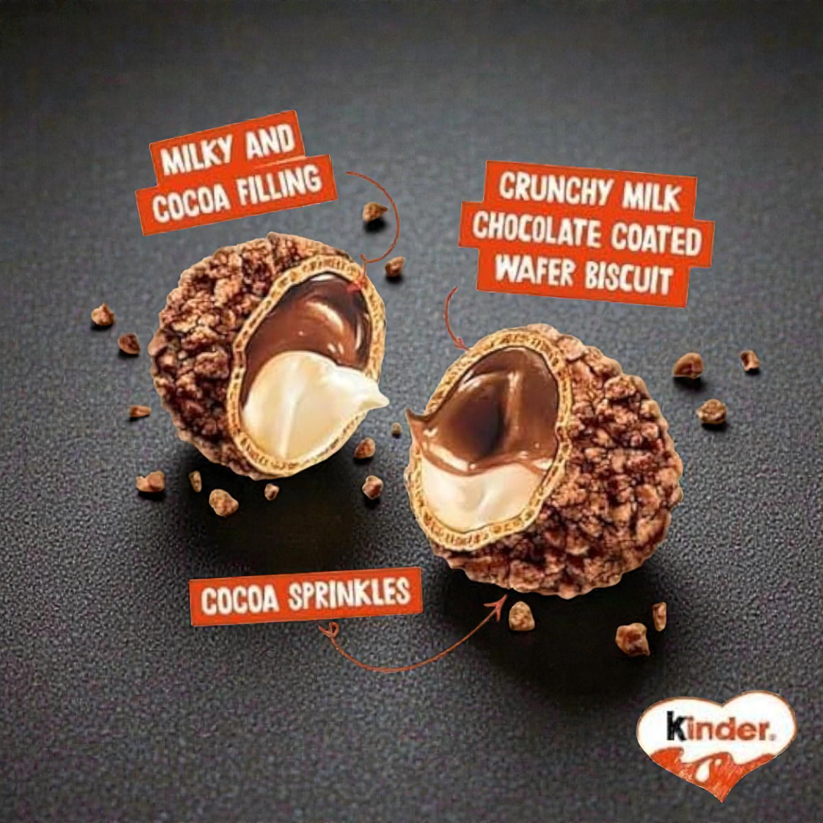 Kinder Schoko-Bons Crispy Chocolate – Creamy Milk Chocolate with Hazelnut Filling & Crispy Wafer Pieces - Damoo