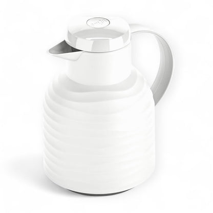 Emsa Samba Wave 1.0L Vacuum Flask – BPA-Free Plastic Insulated Jug with Quick-Press Closure, Double-Wall Glass Liner, 12H Heat / 24H Cold Retention & Modern 3D Wave Design - Damoo