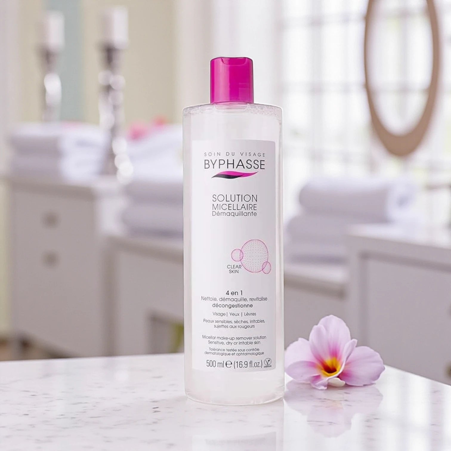 Byphasse Micellar Solution 250ml | 4-in-1 Cleanser for Sensitive Skin | Makeup Remover, Revitalizer & Oil Control | 95% Natural Origin Formula - Damoo