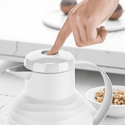 Emsa Samba Wave 1.0L Vacuum Flask – BPA-Free Plastic Insulated Jug with Quick-Press Closure, Double-Wall Glass Liner, 12H Heat / 24H Cold Retention & Modern 3D Wave Design - Damoo