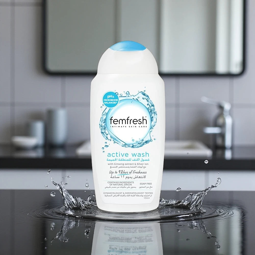 Femfresh Intimate Skincare Ultimate Care Active Fresh Wash for Women, Soap-Free pH-Balanced Daily Intimate Cleanser with Calendula & Mallow Extracts, Dermatologically & Gynaecologically Tested – 250ml - Damoo