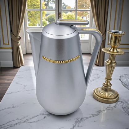 Parati Premium Double-Wall Insulated Tea & Coffee Flask – Rose Gold Vacuum Thermos Jug with Golden Handle Trim | Long-Lasting Heat Preservation | Leak-Proof Lid – 1L