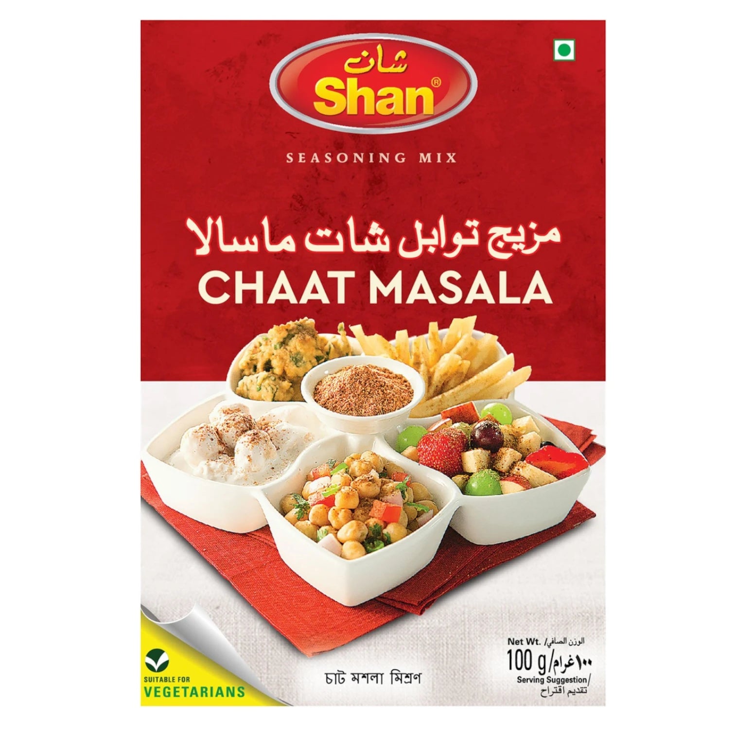 Shan Chaat Masala – Tangy & Spicy Indian Snack Seasoning Mix – 100g – Authentic Zesty Blend for Chaat, Dahi Bhalla & Fruit Salad - Damoo