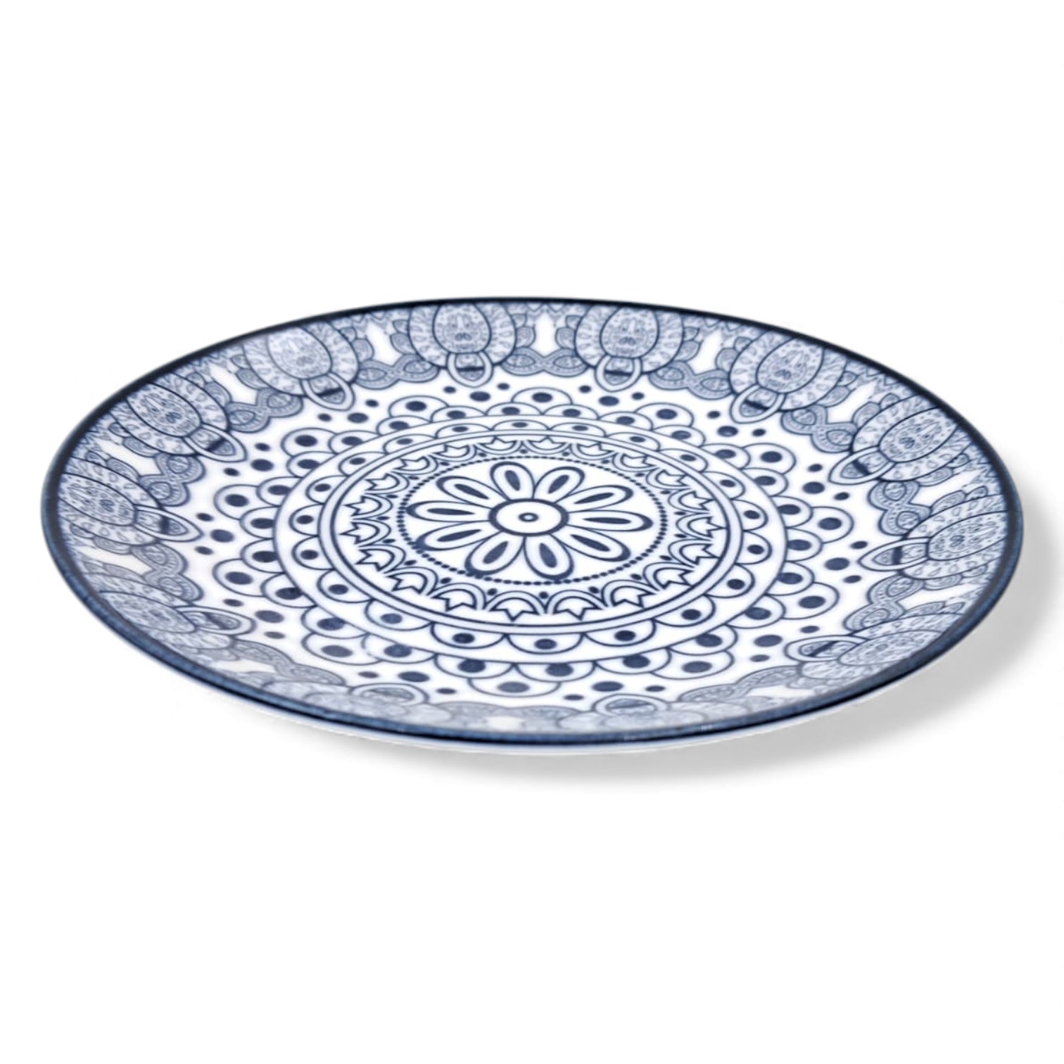 Che Brucia Ceramic Round Mandala Pattern Plate – 16cm Appetizer / Snack / Dessert Serving Plate – Heat Resistant, Dishwasher & Microwave Safe – Boho Tableware for Home & Restaurants