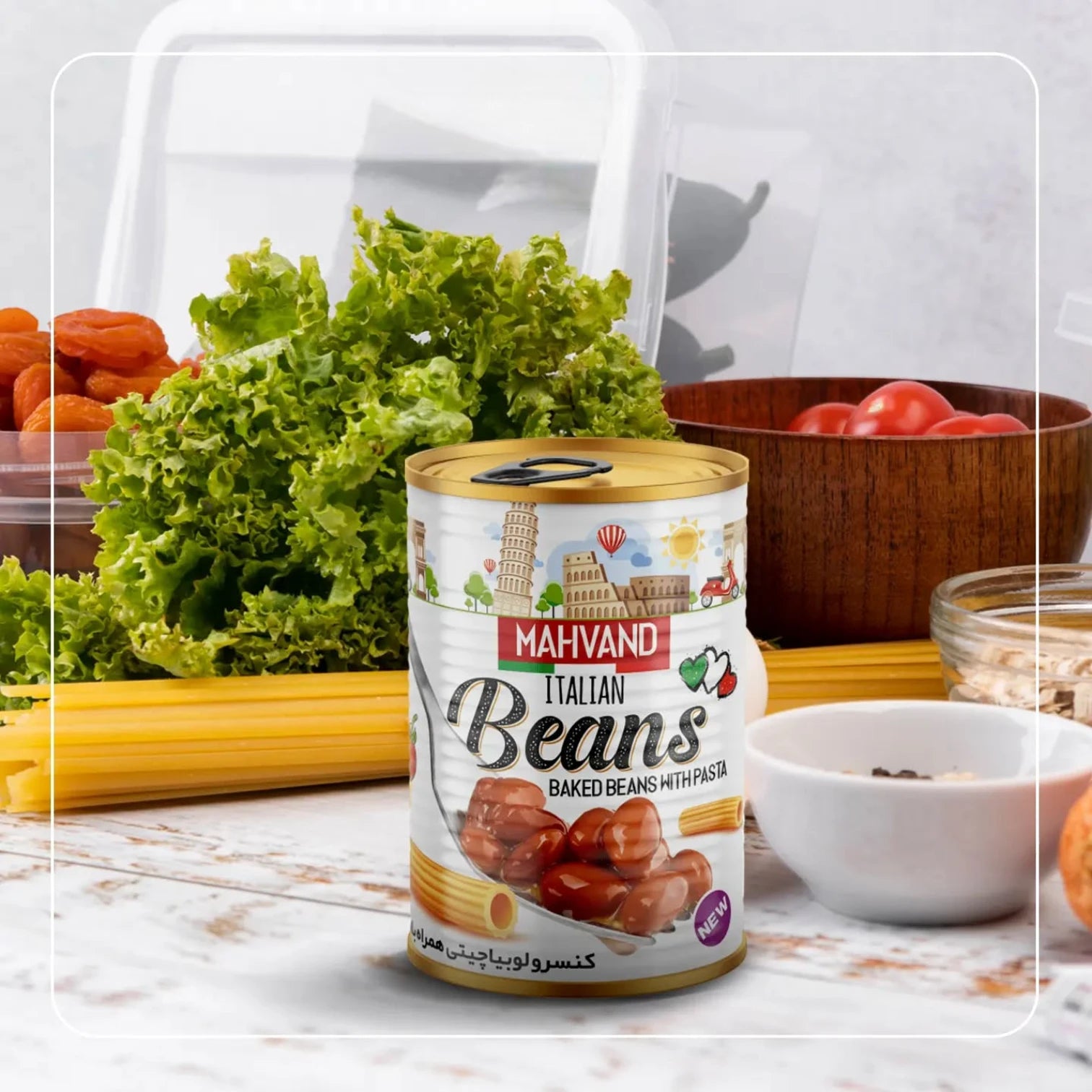 Mahvand Baked Beans with Pasta – Ready-to-Eat Savory Meal | With Chickpeas, Tomato Sauce & Aromatic Herbs - Damoo
