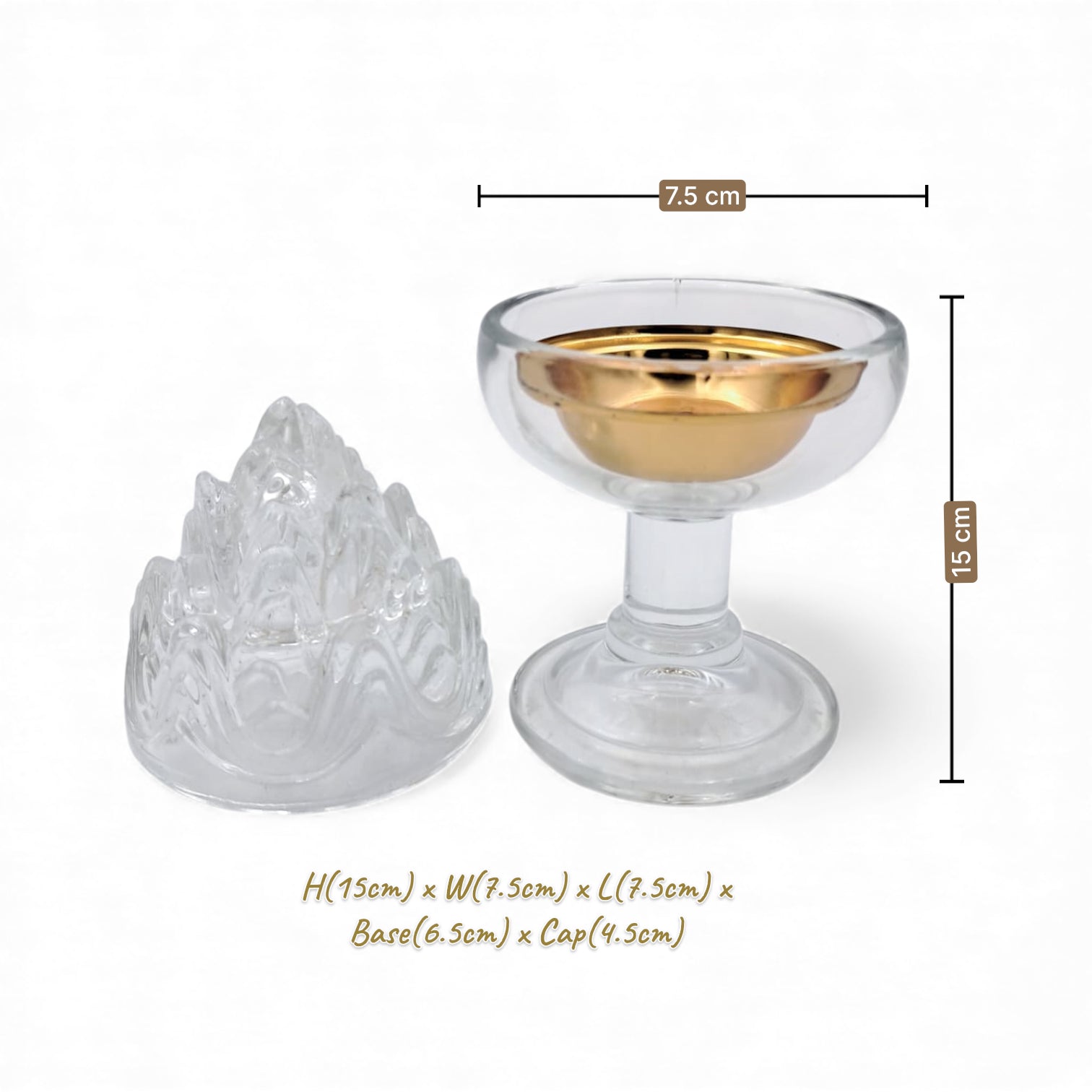 Crystal Bakhoor Burner with Lid – Luxury Glass Oud Incense Charcoal Burner | Elegant Home Fragrance & Arabic Decor Gift