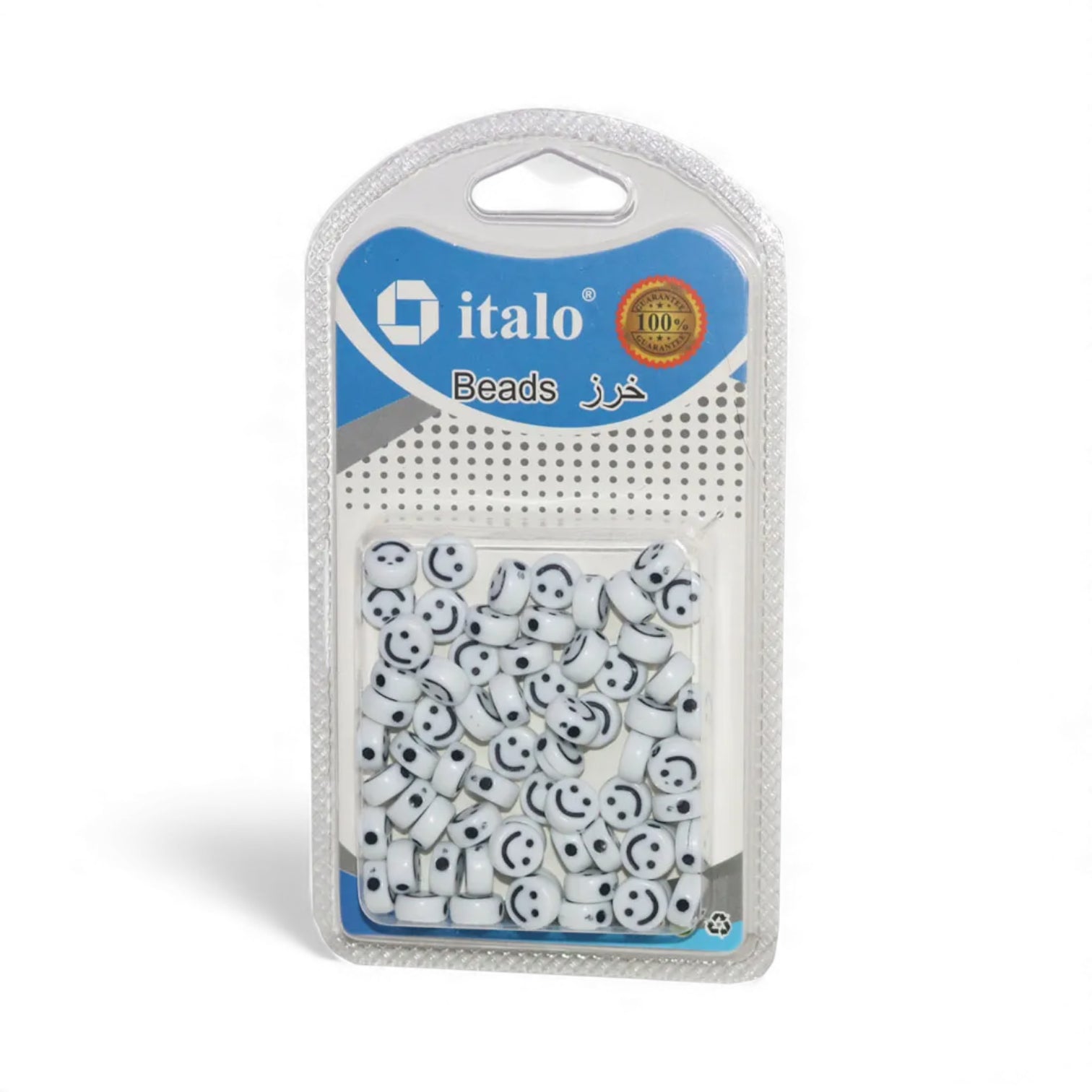 Italo Smiley Face Beads White 20g – Decorative Emoji Beads for Jewellery Making, DIY Crafts & Kids Accessories - Damoo