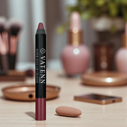 Vatenn Italy Super Stay Lip Crayon 445 MEMPHIS – 18Hr Long-Lasting Matte Lipstick, Waterproof, Smudge-Proof, Non-Drying with Honey Nectar (2.8g) - Damoo