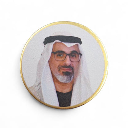 UAE Gold Round Magnetic Badge – Premium Metal Pin with Portrait Design & Golden Border – Elegant National Day Souvenir & Patriotic Gift - Damoo