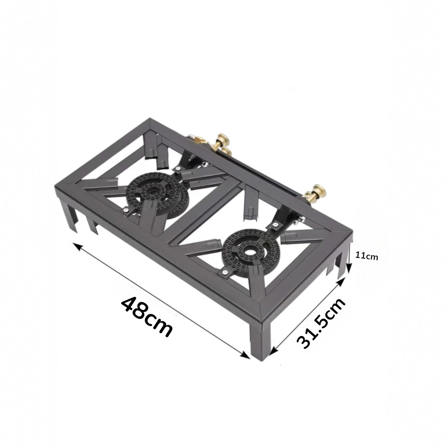 Heavy Duty Cast Iron Double Gas Burner Stove – Durable 2 Burner High Heat Outdoor & Indoor Gas Cooking Range – Portable LPG Gas Cooker for Camping, Catering, BBQ, and Home Kitchen Use