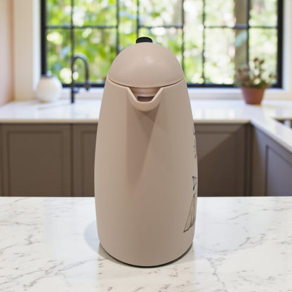 Beige Tea  Thermos 1L – Elegant Arabic Calligraphy Design | Insulated Flask for Hot & Cold Beverages | Modern Minimalist Style - Damoo