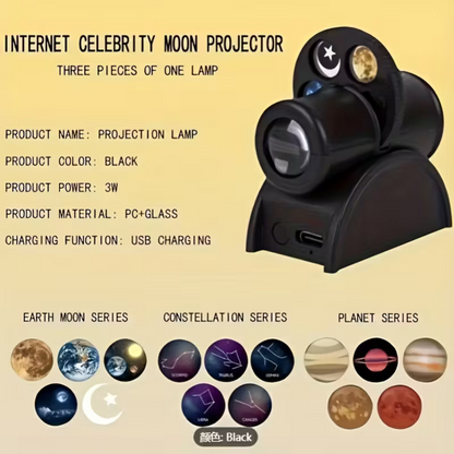 Projection Lamp with Interchangeable Film Slides – 4K Ultra HD Crystal Clear Display, USB Rechargeable Night Light Projector for Home, Kids Room, and Party Decoration - Damoo