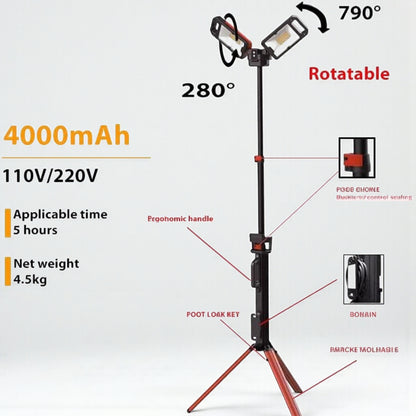 TOBY Portable Camping LED Light VIP-11 | 5000 Lumens Folding Rechargeable Emergency Lamp with Remote Control & 3.5m Adjustable Height - Damoo